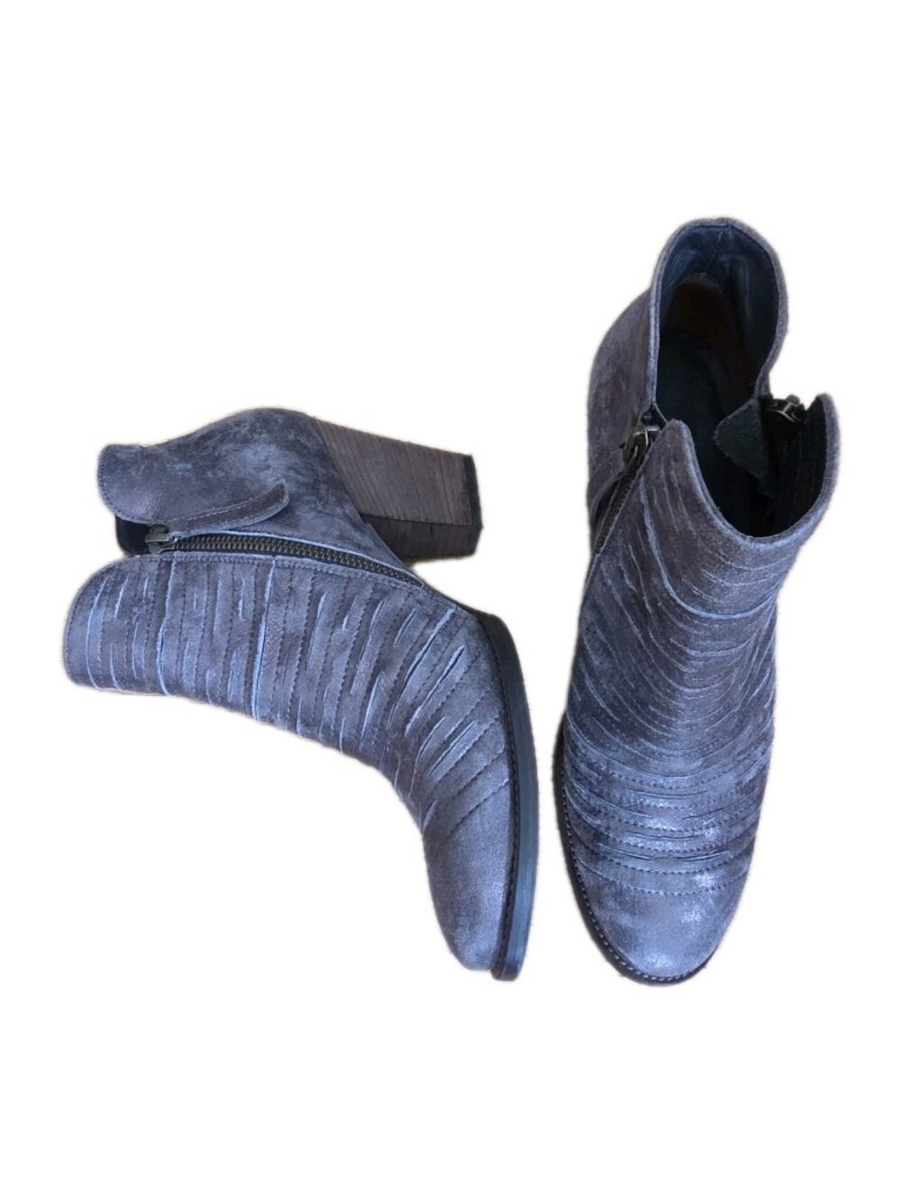 PAUL GREEN Shoes Malibu Ankle Boot Bootie Gray Metallic Suede Leather 8